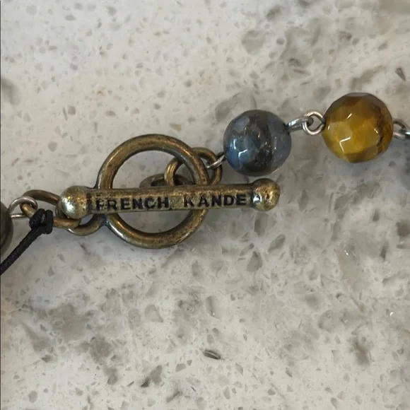 French Kande Beaded Necklace with Gold Pendant - NWT - Picture 6 of 9